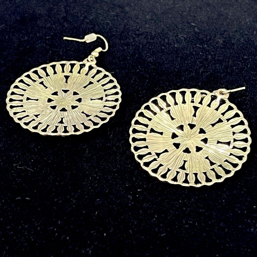 Vintage Dangle Earrings Indian‎ Sunburst Colored Gold Summer Floral Bright - Picture 5 of 6